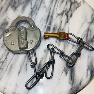 Vtg Adlake  Philadelphia and Columbia Railroad  Lock with chain/key Works